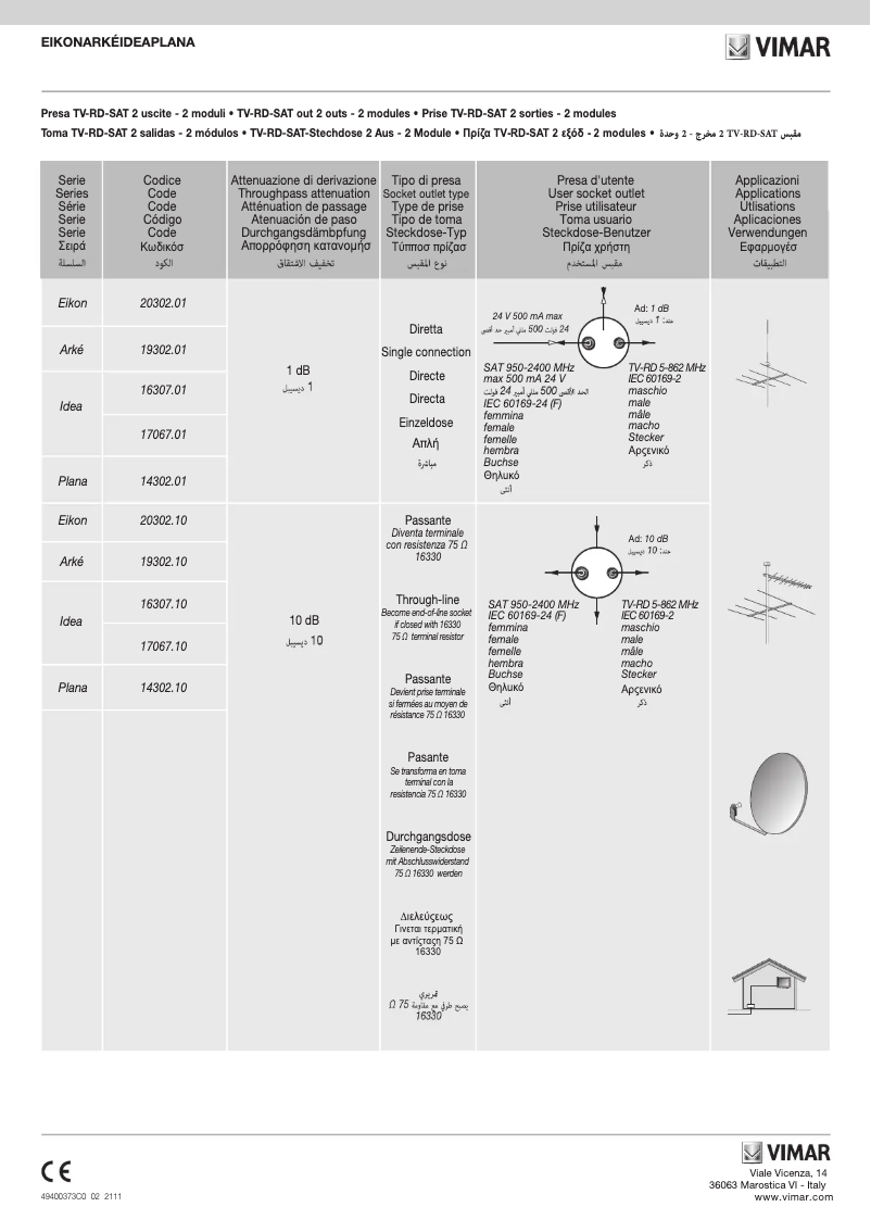 Page 1 de la notice Manuel utilisateur Vimar 20302.10.N