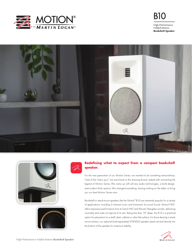 Page n°1 - Fiche technique Martin Logan Motion B10