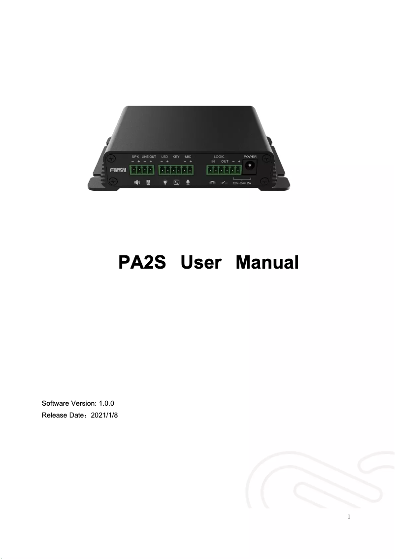 Image de la première page du manuel de l'appareil PA2