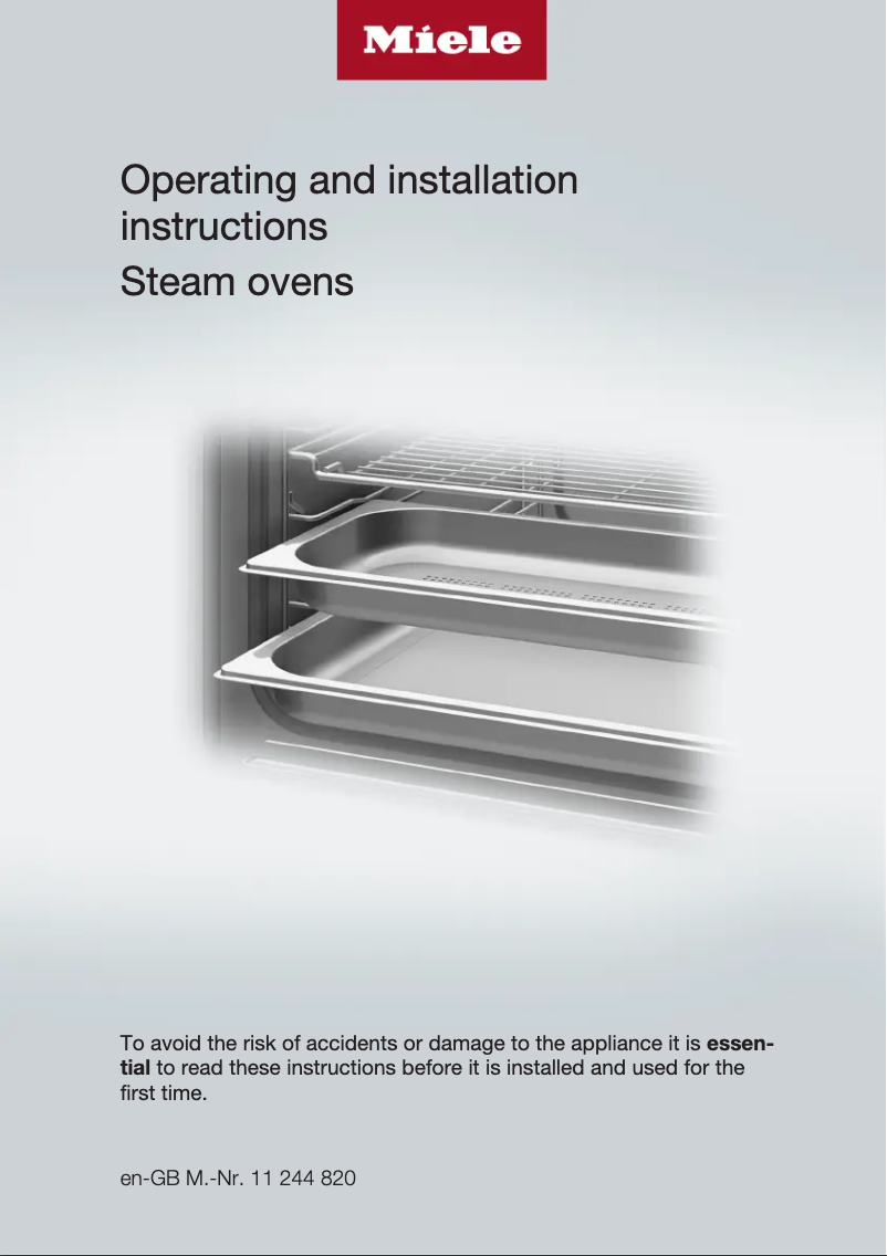 Page 1 de la notice Guide d'installation Miele DG 7240