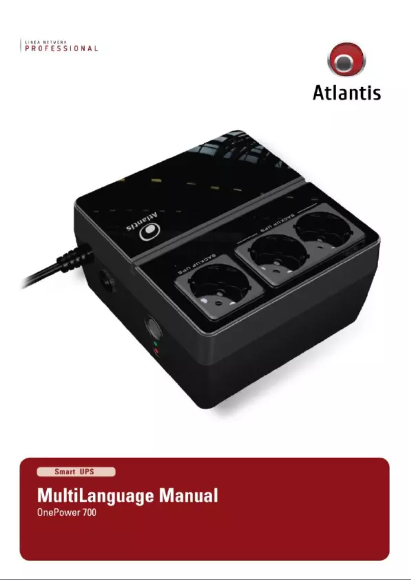 Page n°1 - Manuel utilisateur Atlantis Land A03-PS700