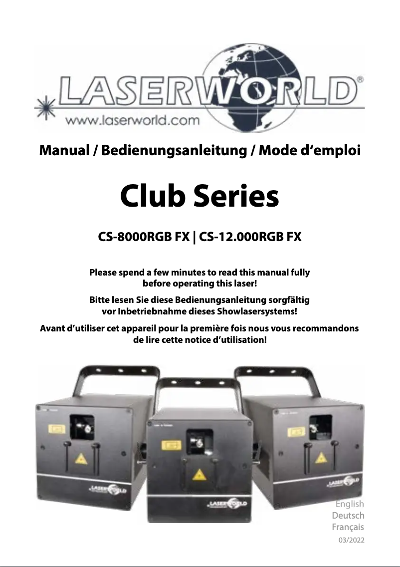 Page n°1 - Manuel utilisateur Laserworld CS-12.000RGB FX