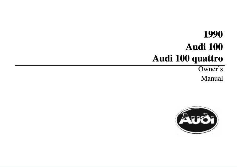 Page 1 de la notice Manuel utilisateur Audi 100 Quattro (1990)