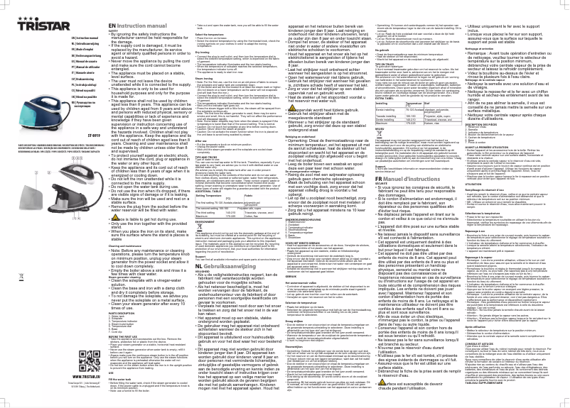 Page n°1 - Manuel utilisateur TriStar ST-8919