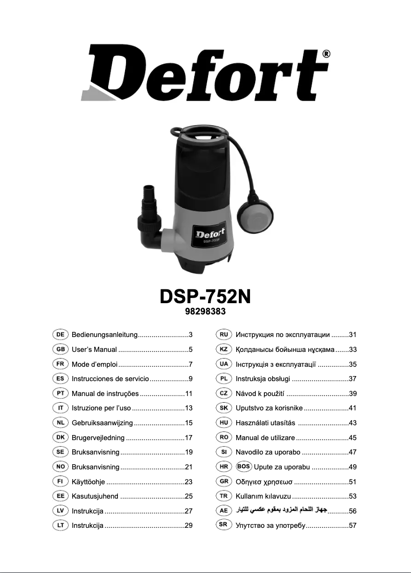 Página 1 del manual Manual de usuario Defort DSP-752N