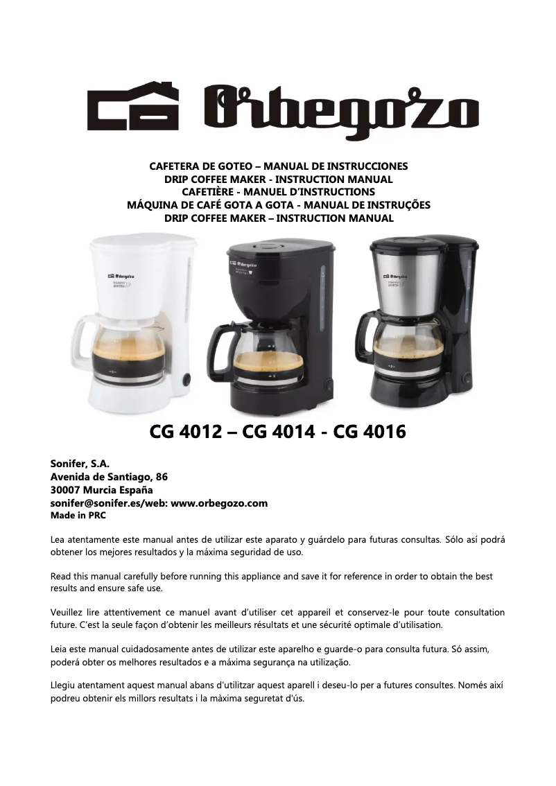 Image de la première page du manuel de l'appareil CG 4012