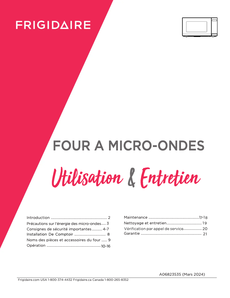 Page n°1 - Manuel utilisateur Frigidaire GMBS3068BF