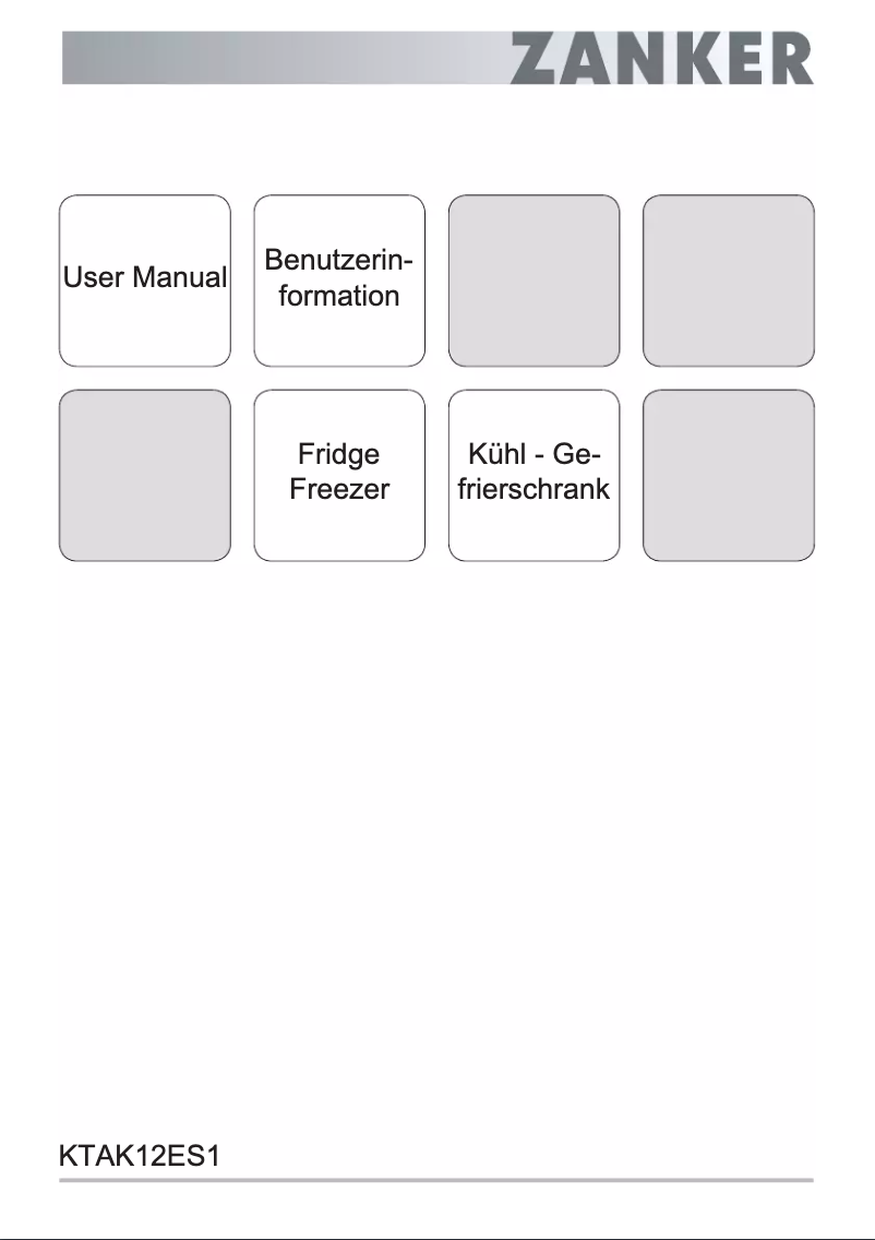 Page 1 de la notice Manuel utilisateur Zanker KTAK12ES1