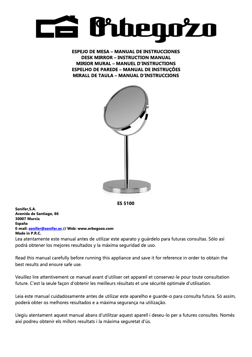 Page 1 de la notice Manuel utilisateur Orbegozo ES 5100