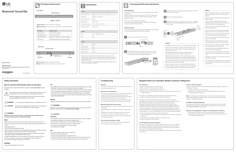 Page 1 de la notice Manuel utilisateur LG GM84SDSB