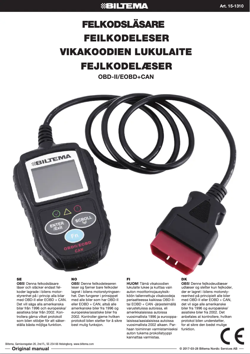 Image de la première page du manuel de l'appareil 15-1310