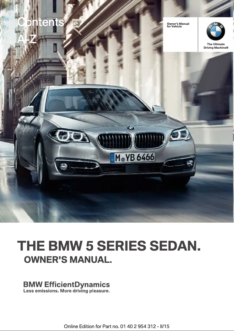 Page 1 de la notice Manuel utilisateur BMW 5 Series Sedan (2016)