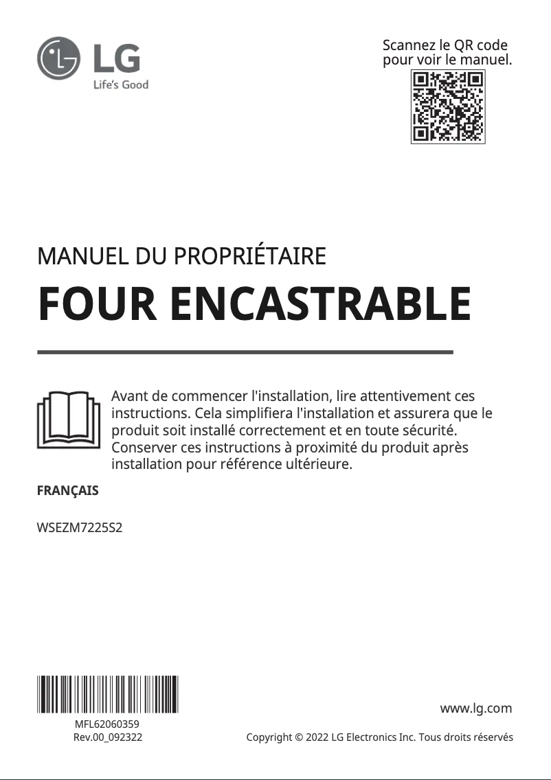 Image de la première page du manuel de l'appareil WSEZM7225S2