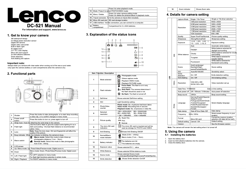 Page n°1 - Manuel utilisateur Lenco DC-521