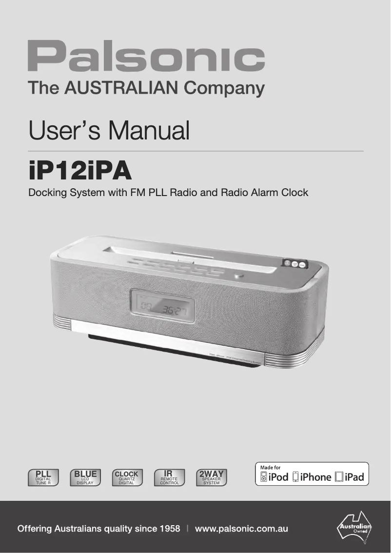Page n°1 - Manuel utilisateur Palsonic iP12iPA