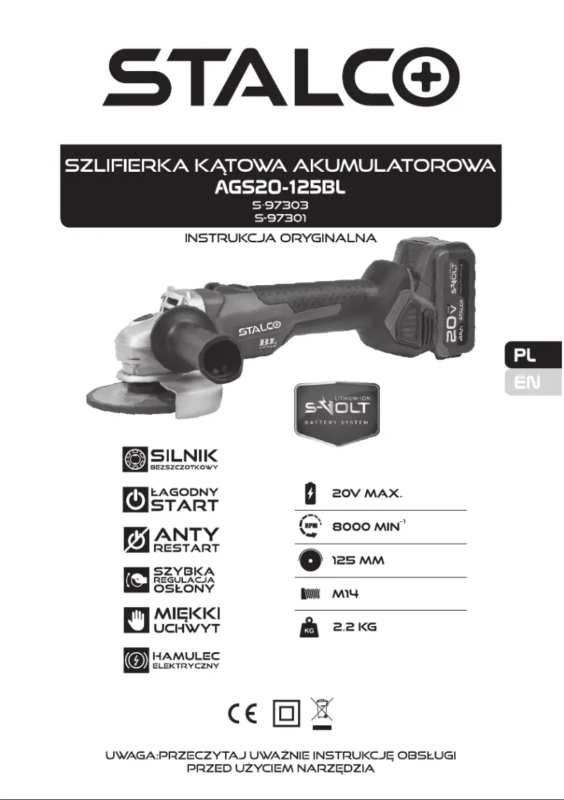 Image de la première page du manuel de l'appareil AGS20-125BL