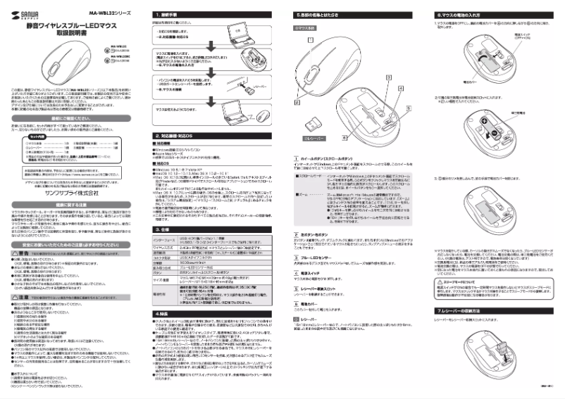 Page 1 de la notice Manuel utilisateur Sanwa MA-WBL32W