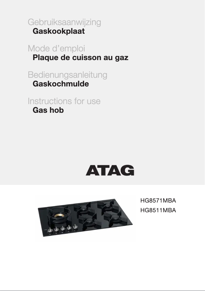 Page 1 de la notice Manuel utilisateur Atag HG8571MBA1E