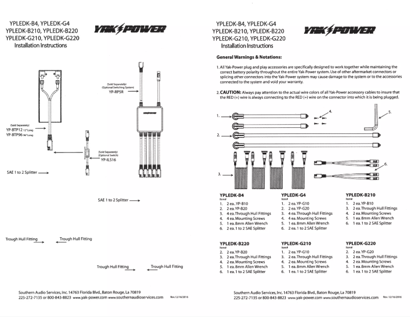 Page n°1 - Manuel utilisateur YAK Power YP-LEDK-B210