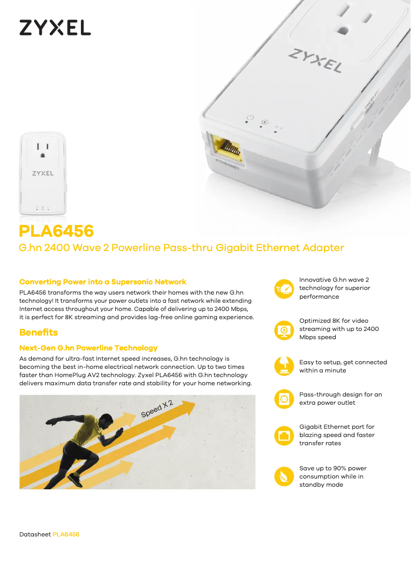 Página 1 del manual Ficha técnica ZyXEL PLA6456