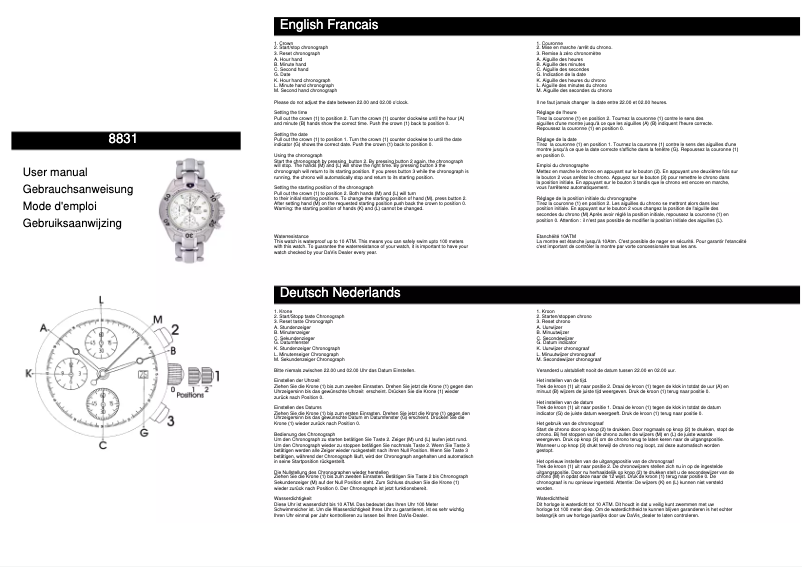 Page n°1 - Manuel utilisateur Davis 8831