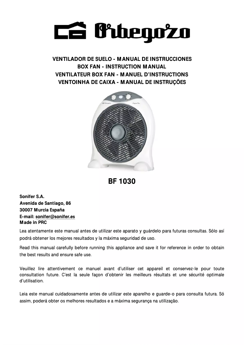 Image de la première page du manuel de l'appareil BF 1030