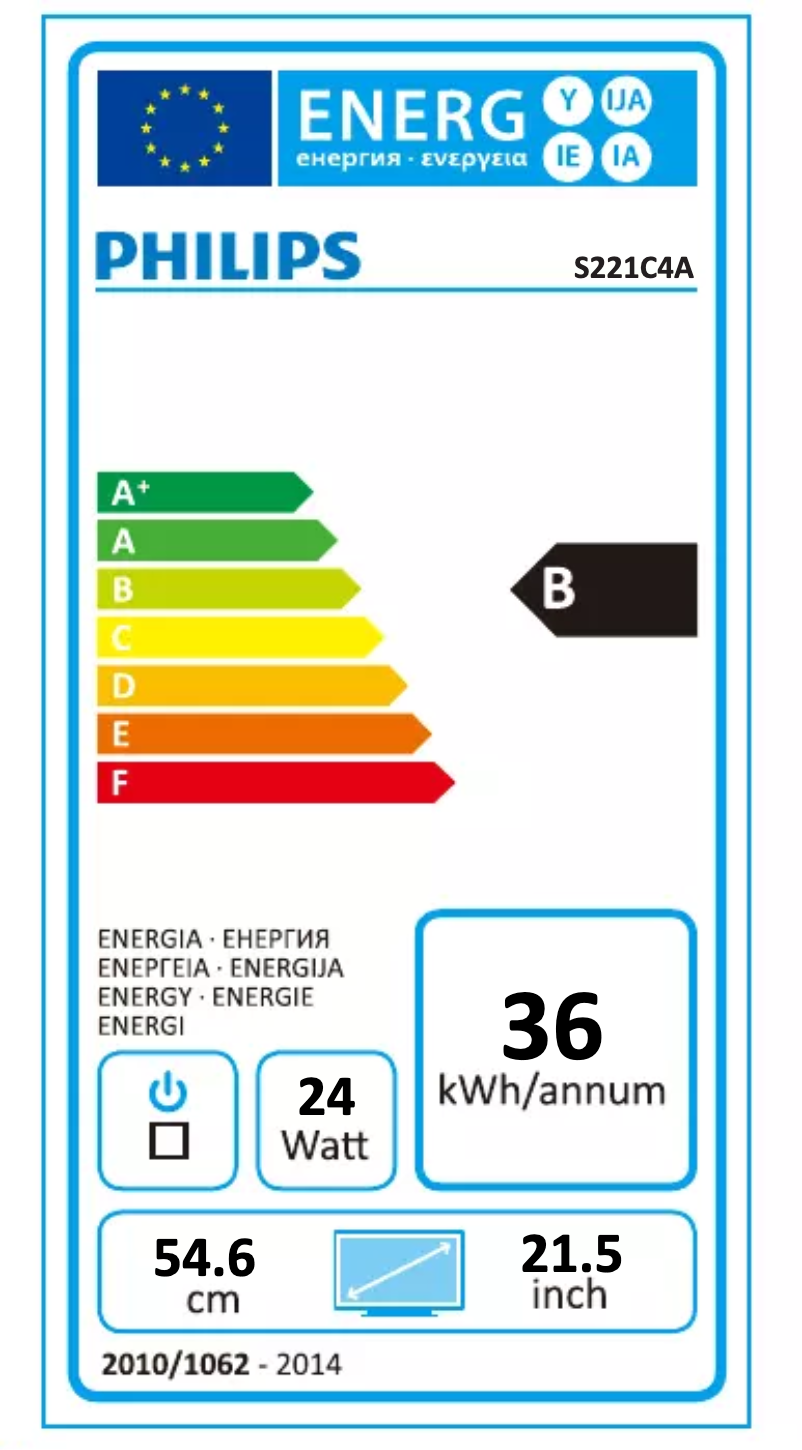 Page n°1 - Label énergétique Philips S221C4AFD