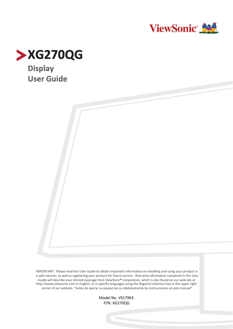 Image de la première page du manuel de l'appareil Elite XG270QG