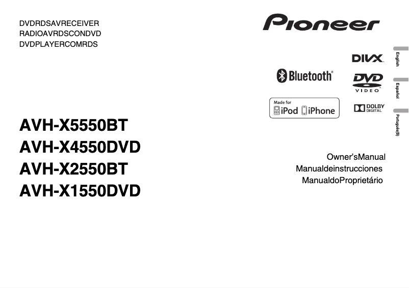 Image de la première page du manuel de l'appareil AVH-X2550BT