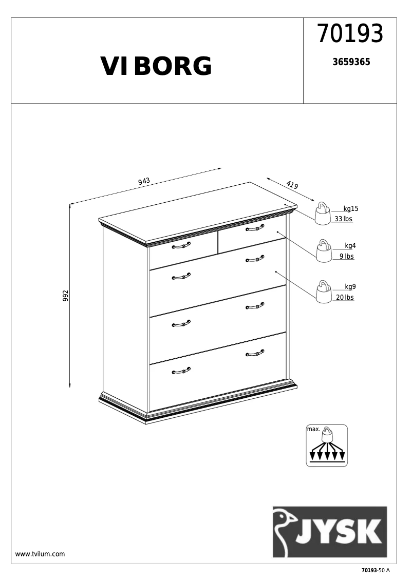 Page n°1 - Manuel utilisateur JYSK Viborg (95x100x42)