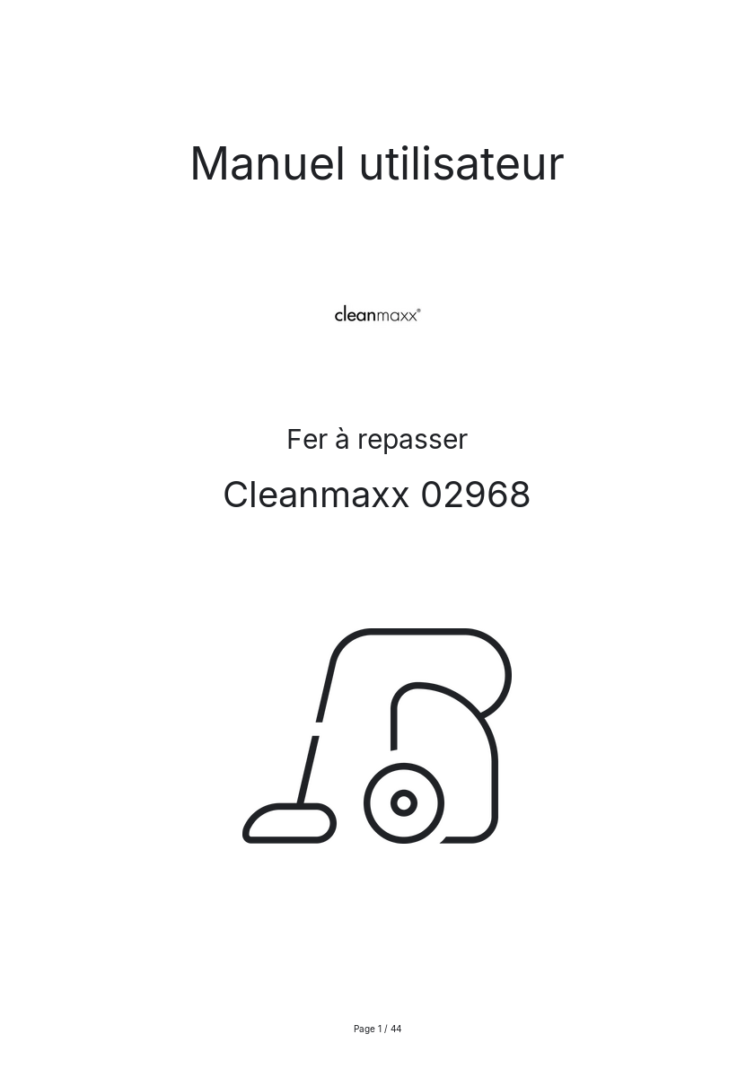 Page n°1 - Manuel utilisateur Cleanmaxx 02968