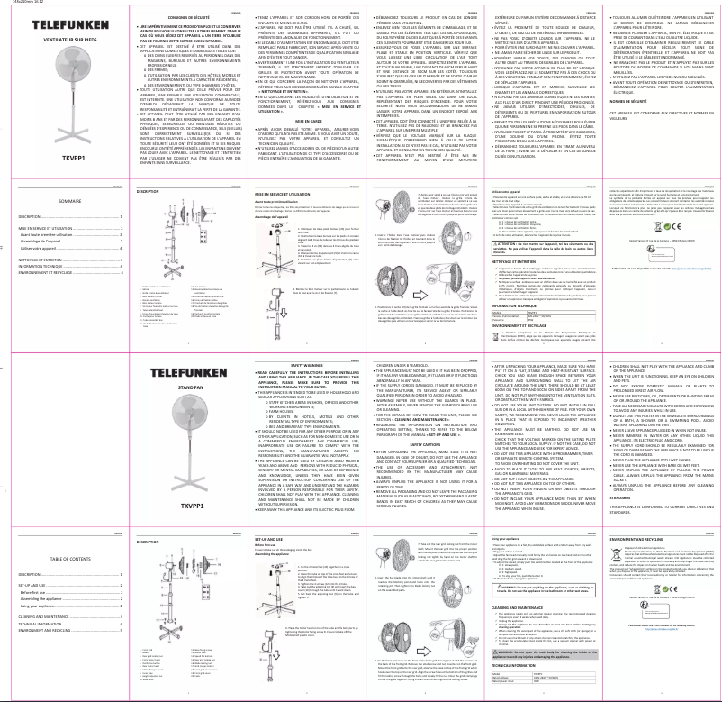 Page 1 de la notice Manuel utilisateur Telefunken TKVPP1
