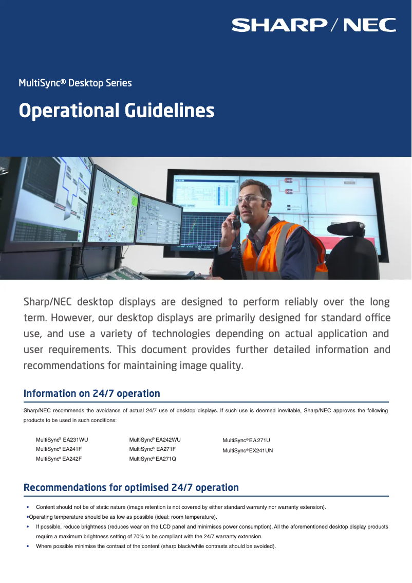 Page 1 de la notice Brochure NEC MultiSync EA271U