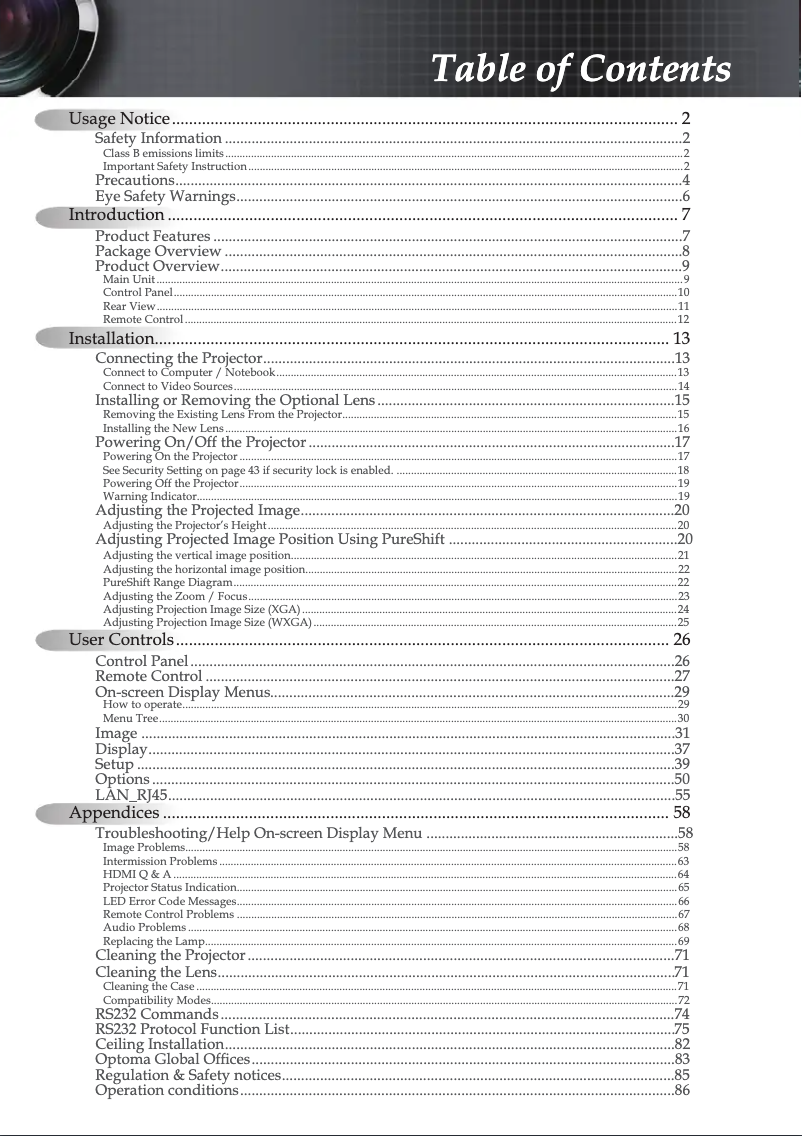 Page 1 de la notice Manuel utilisateur Optoma TW775