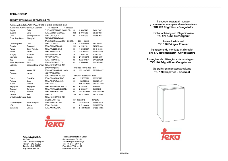 Image de la première page du manuel de l'appareil TKI 170