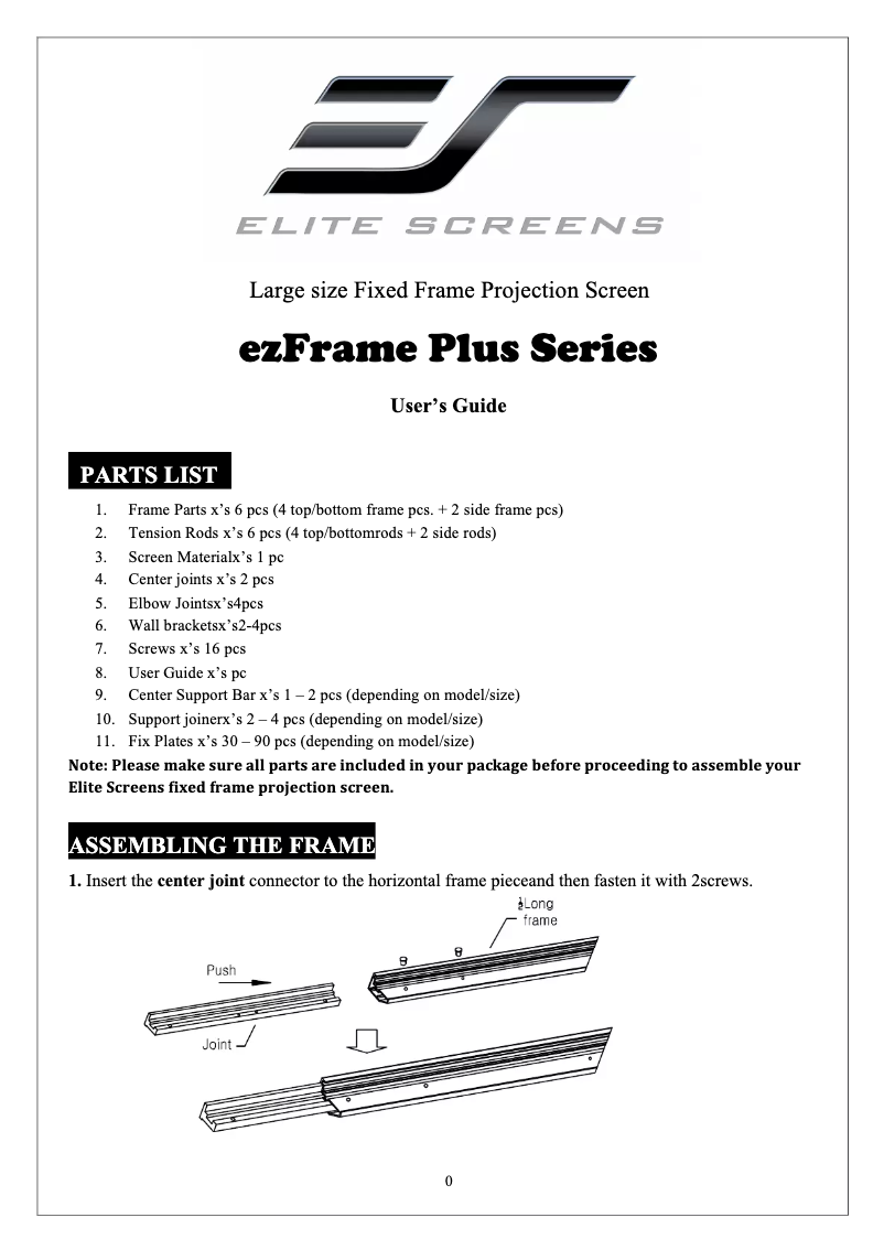 Page n°1 - Manuel utilisateur Elite Screens R390WH1 Plus