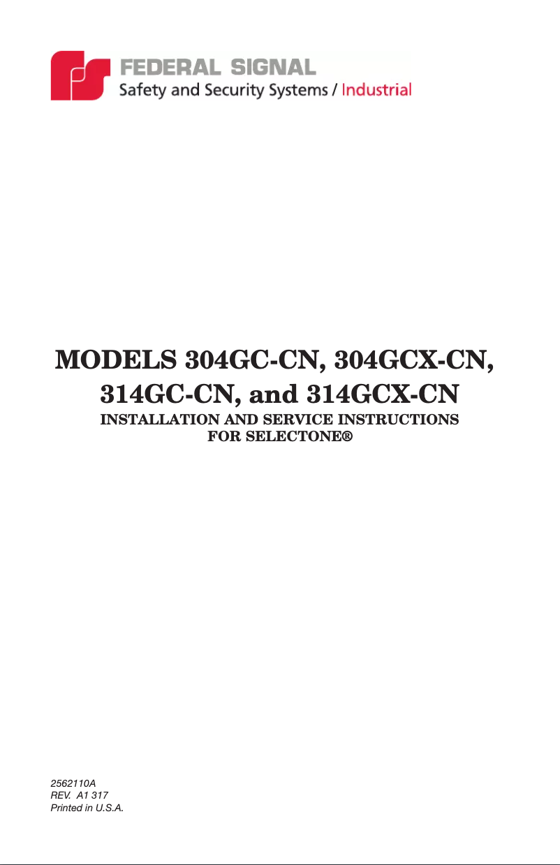 Page 1 de la notice Manuel utilisateur Federal Signal 304GC-024-CN
