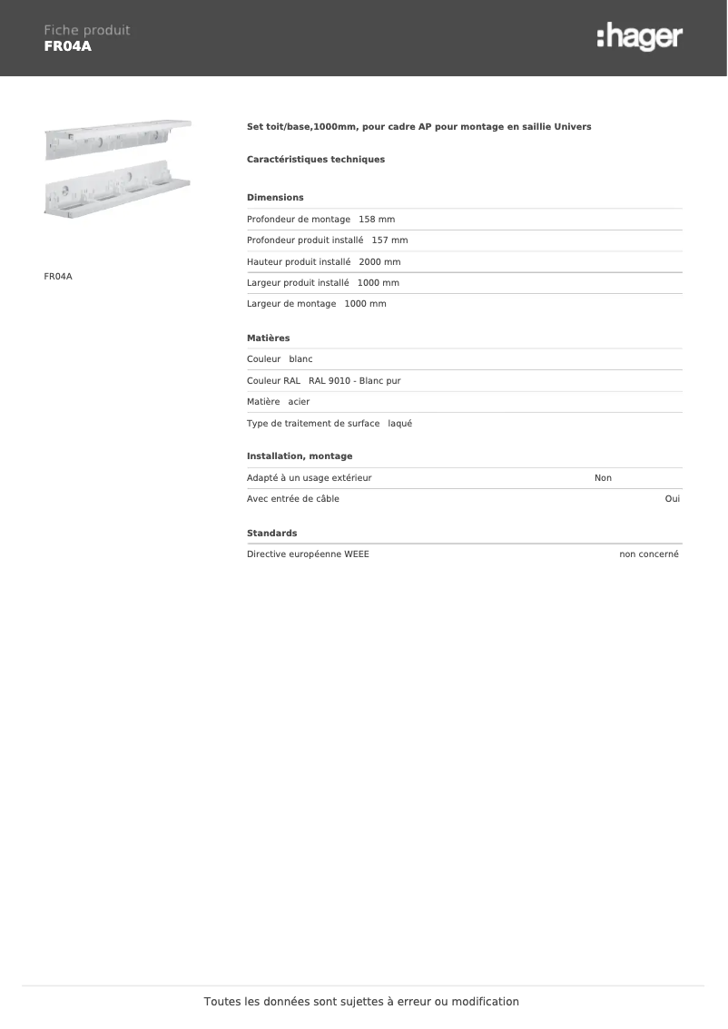 Image de la première page du manuel de l'appareil FR04A