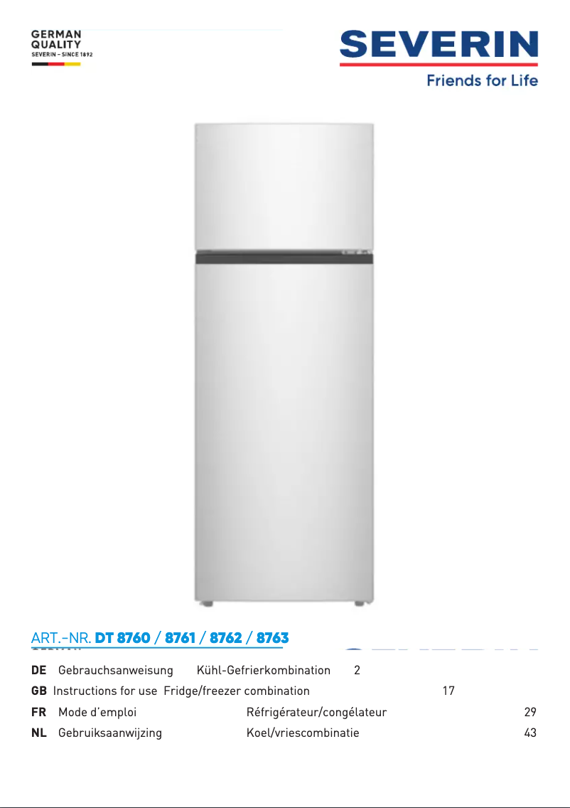 Page n°1 - Manuel utilisateur Severin DT 8763