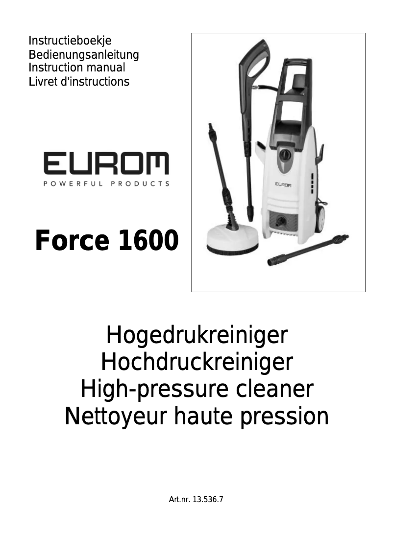 Page 1 de la notice Manuel utilisateur Eurom Force 1600