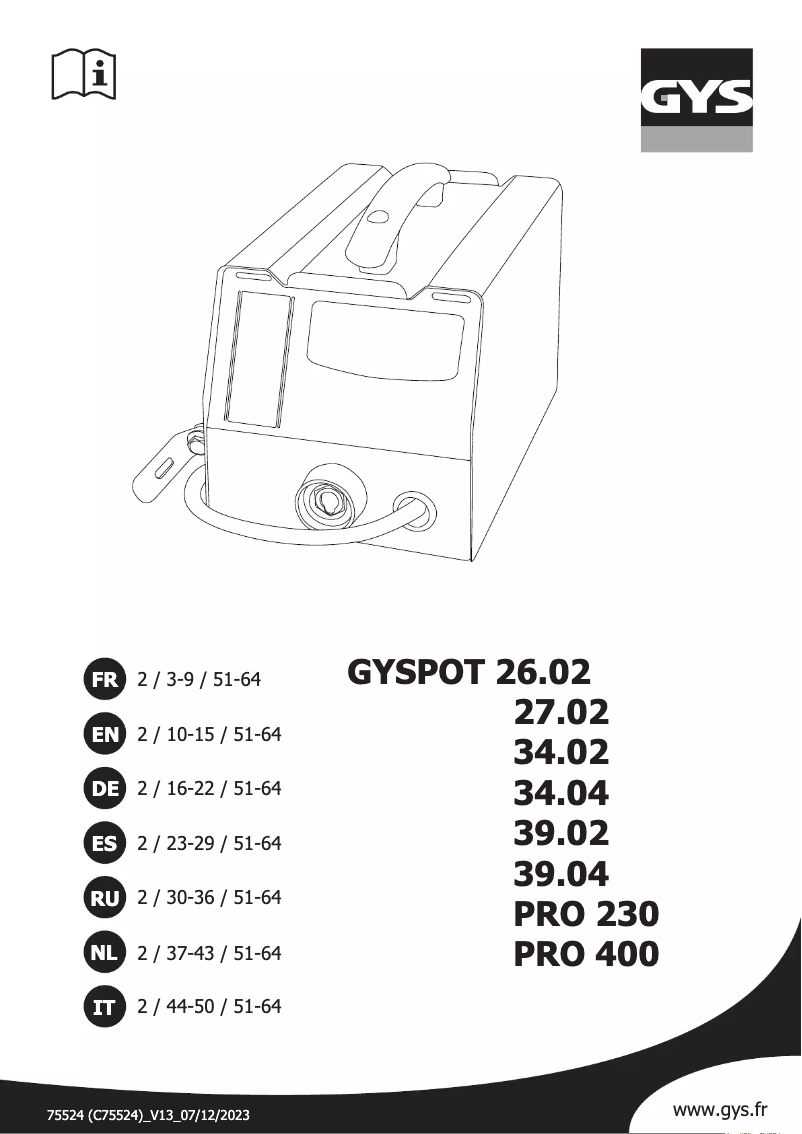 Imagen de la primera página del manual del dispositivo Gyspot 26.02