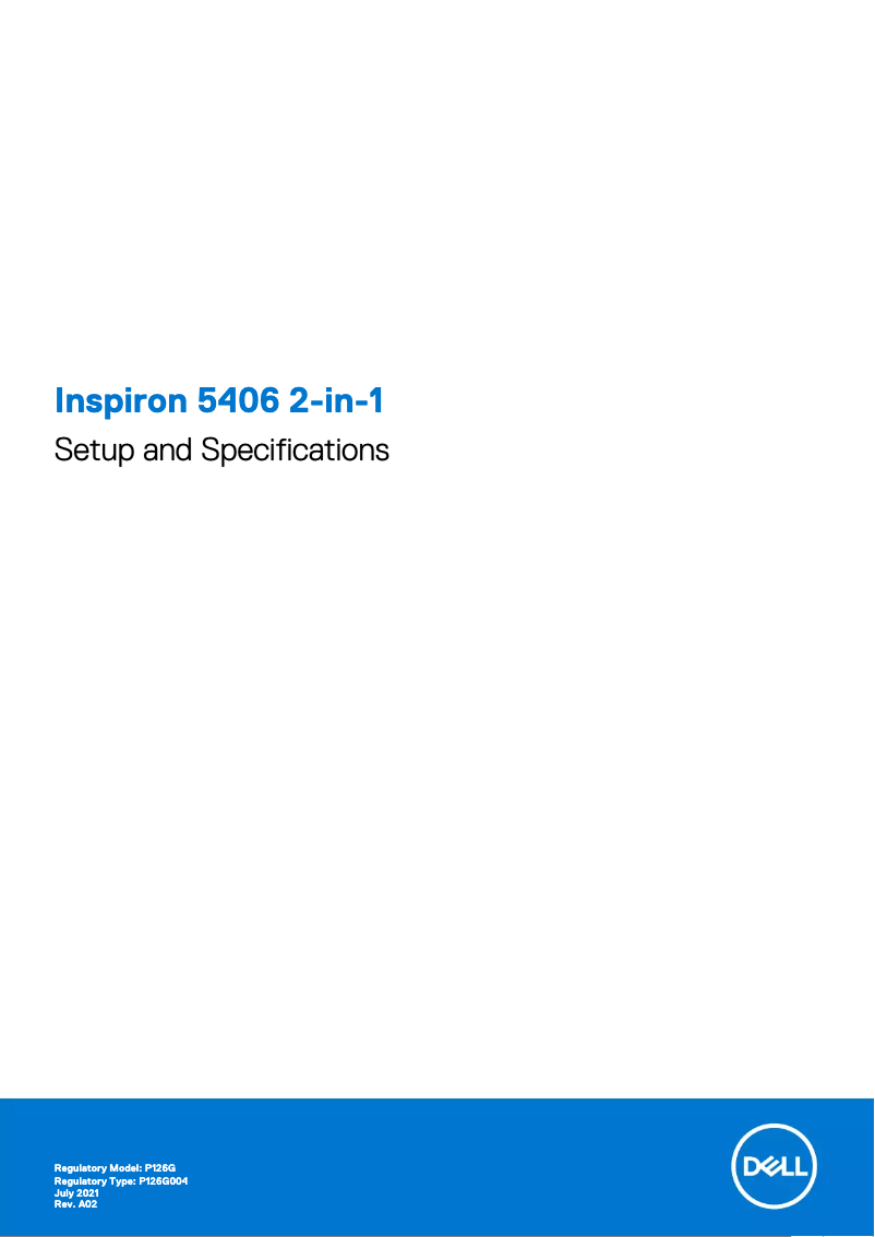 Page 1 de la notice Guide d'installation Dell Inspiron 5406