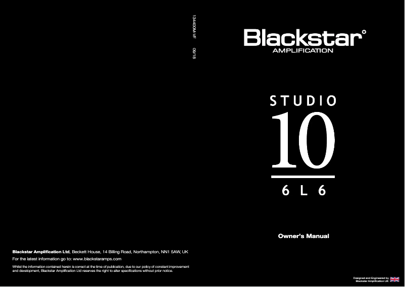 Page n°1 - Manuel utilisateur Blackstar Studio 10 6L6