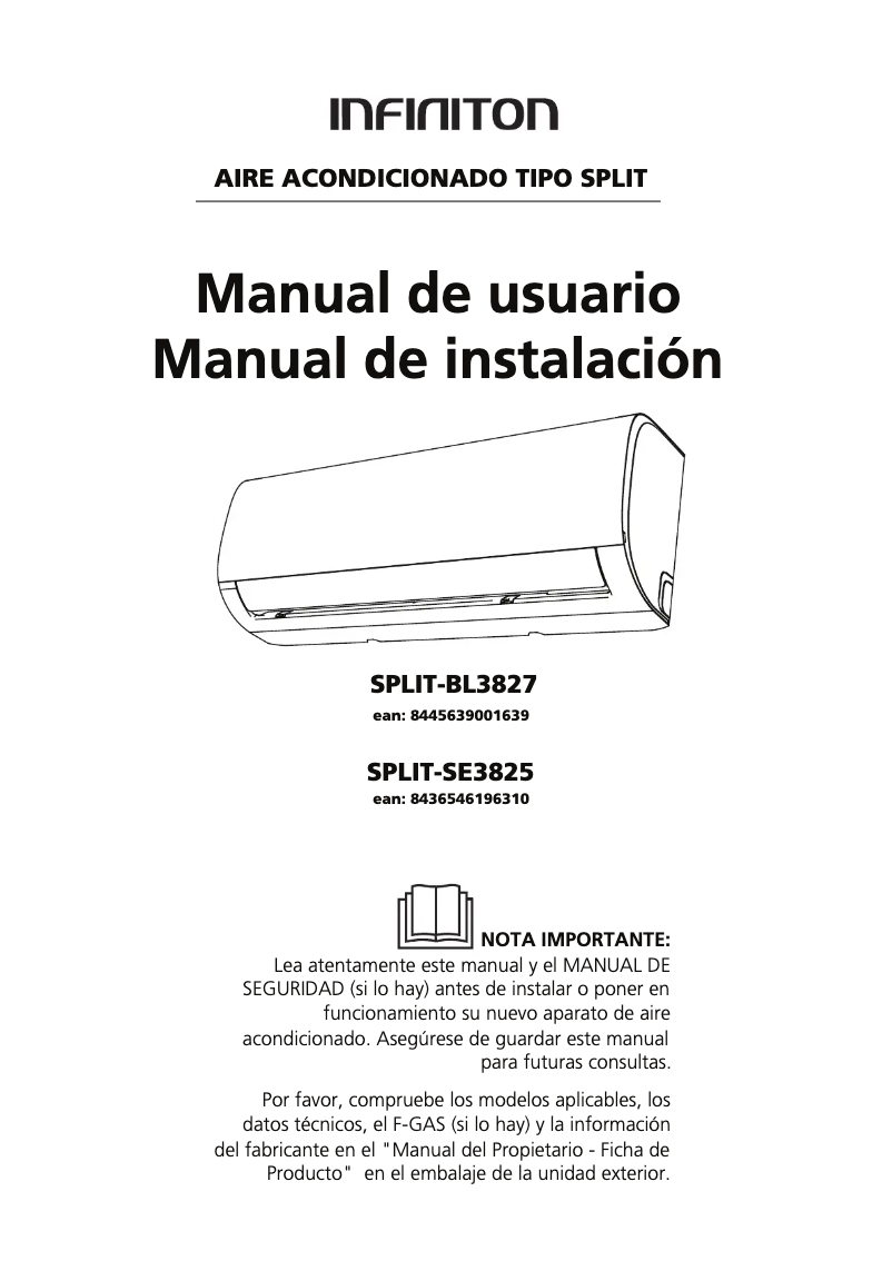 Page n°1 - Manuel utilisateur Infiniton SPLIT-SE3825