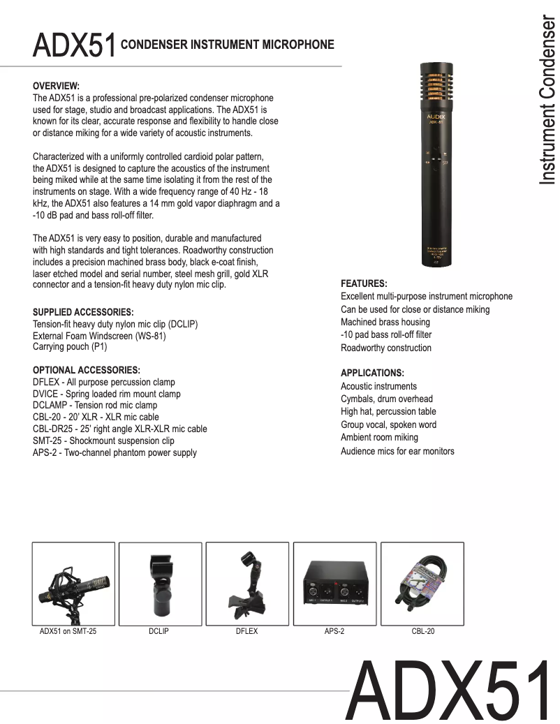 Page 1 de la notice Manuel utilisateur Audix ADX51