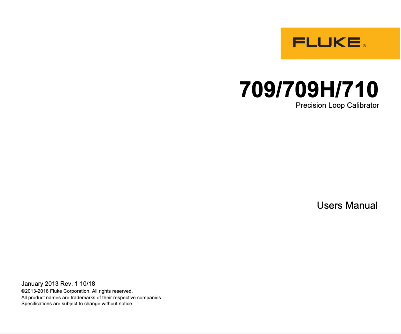 Page 1 de la notice Manuel utilisateur Fluke 709H
