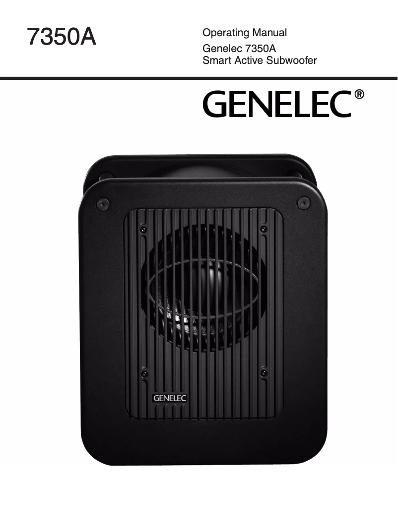 Page 1 of the manual User Manual Genelec 7350APM
