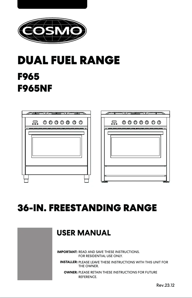 Page 1 de la notice Manuel utilisateur Cosmo F965