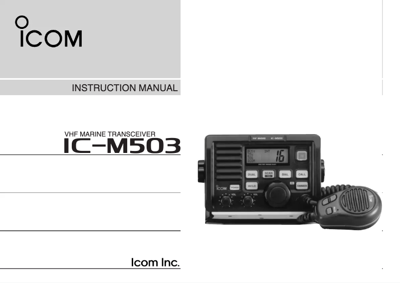 Image de la première page du manuel de l'appareil IC-M503