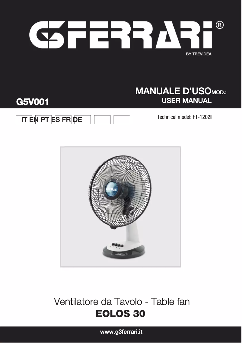 Página 1 del manual Manual de usuario G3 Ferrari Eolos 30 G5V001